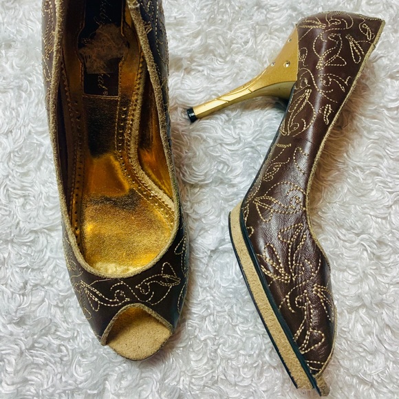 Baby Phat Kimora Lee Simmons Peep Toe Heels 6 B - Picture 8 of 11